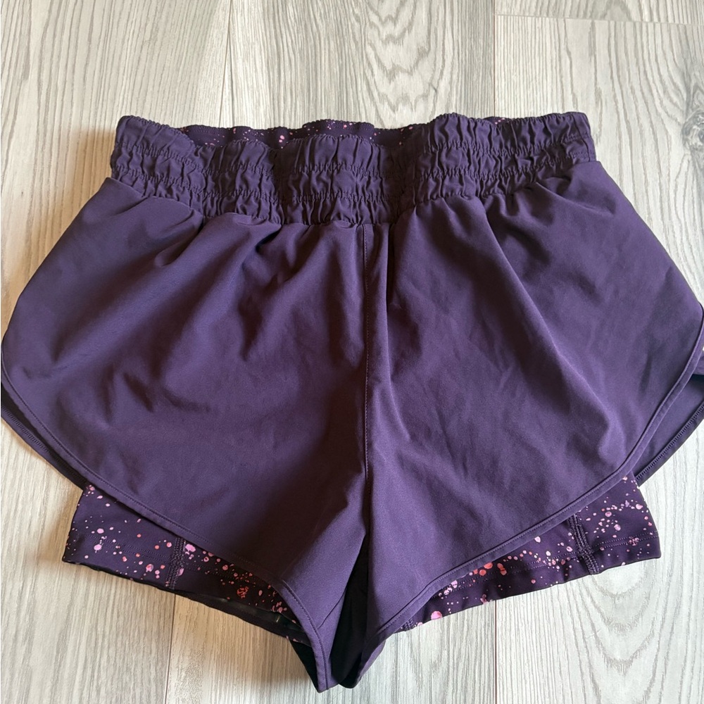 Athleta 2 in 1 Purple Speckled Shorts Size Small